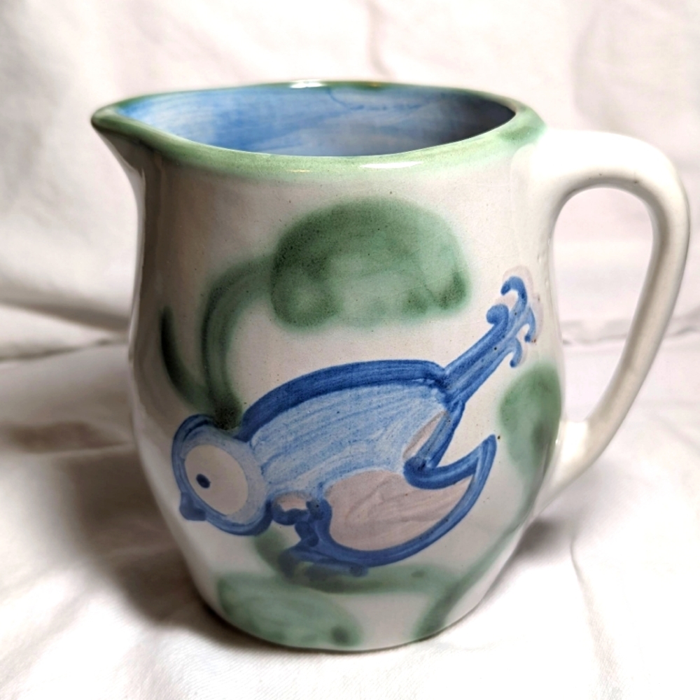 MA Hadley Milk Pitcher with Bluebird VINTAGE